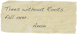 Trees without Roots fall over.
            Anon